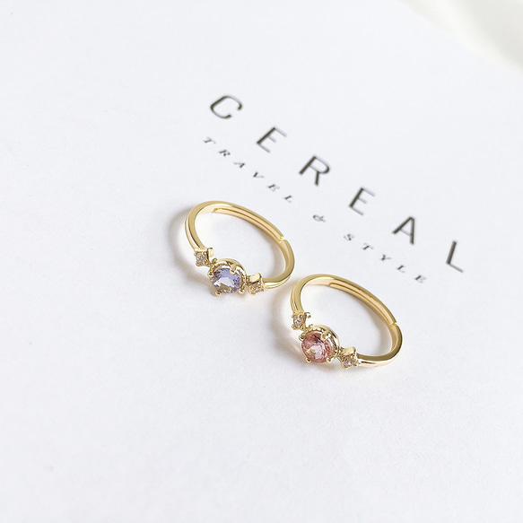 粉紅色碧璽-純銀鍍14K金戒指-可調式-10月誕生石-Tourmaline 第6張的照片