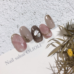 No.0601 マグネットネイル『plum』ピンク系ニュアンスネイル ネイル