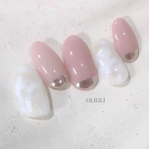 No.30 ニュアンス大理石ネイル】オフィス/シンプル/大人かわいい/上品  