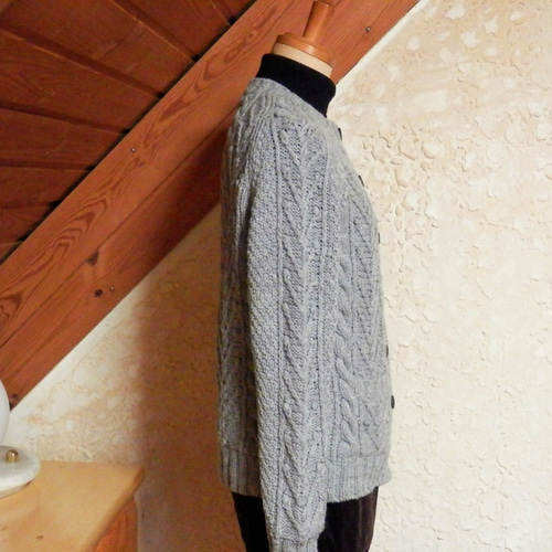 手編アランカーディガン・グレー/カシミヤ30 カーディガン kumin 通販