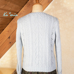 手編みセーター＆プチマフラー✿silkwoolアクア 8枚目の画像