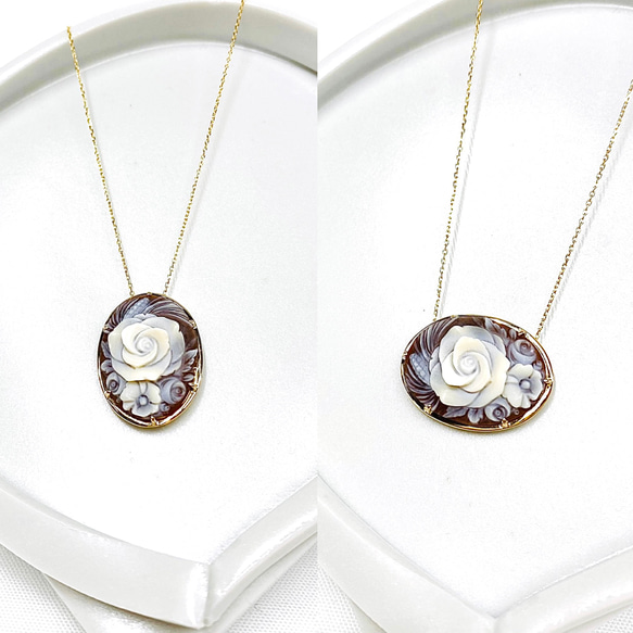 K18 フラワーカメオ 2wayペンダントネックレス ネックレス・ペンダント  