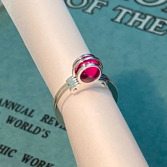 8mm Synthetic Ruby Sphere Ring 1枚目の画像