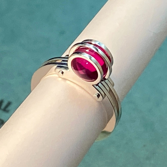 8mm Synthetic Ruby Sphere Ring 6枚目の画像