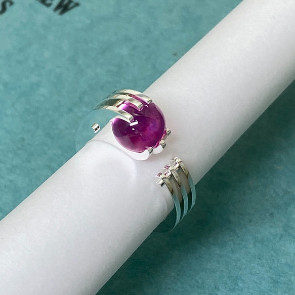 8mm sphere synthetic pink sapphire ring (Order Production) 3枚目の画像