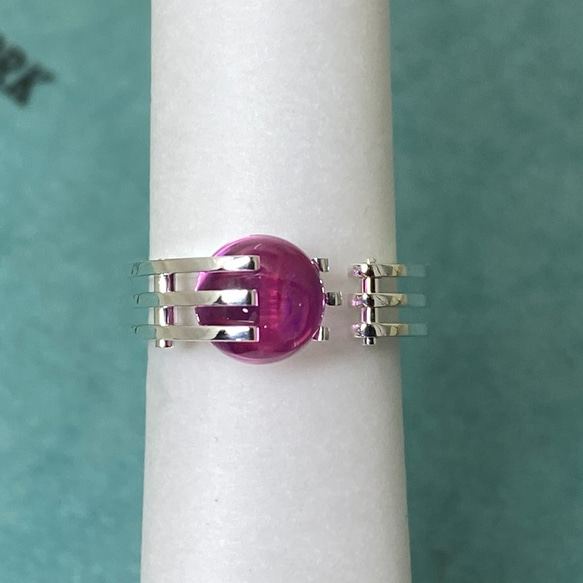 8mm sphere synthetic pink sapphire ring (Order Production) 4枚目の画像