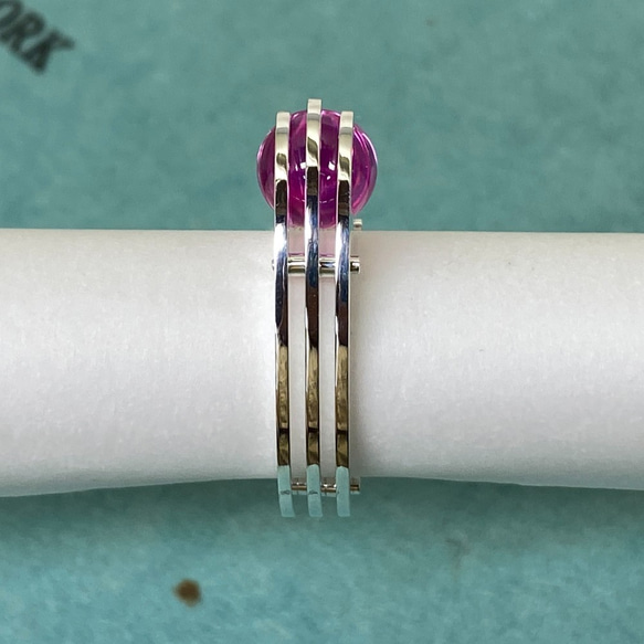 8毫米球體合成粉色藍寶石戒指（訂單生產） 第5張的照片