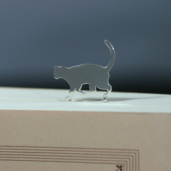 Cat-BookMark-4　ネコ　シルバーブックマーク しおり 1枚目の画像