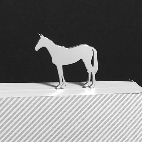 Horse-BookMark-2-d　馬 サラブレッド　シルバーブックマーク しおり 1枚目の画像