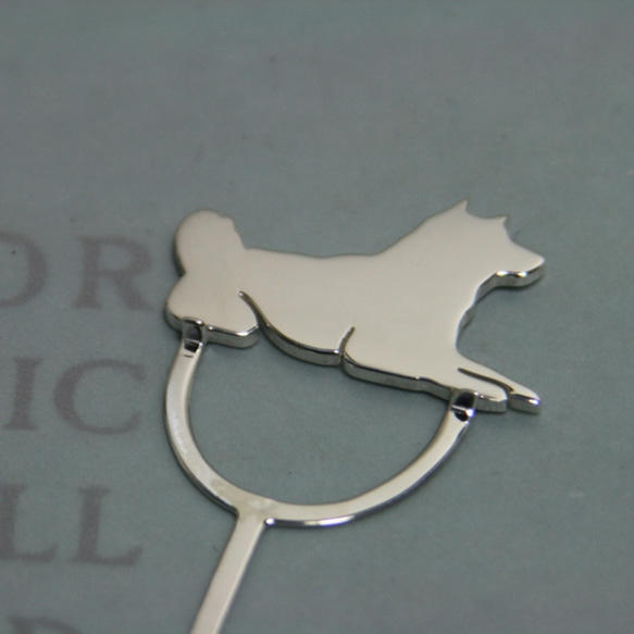 Dog-BookMark-27-d 【訂單生產 7 天】銀色書籤 書籤 柴犬 第4張的照片