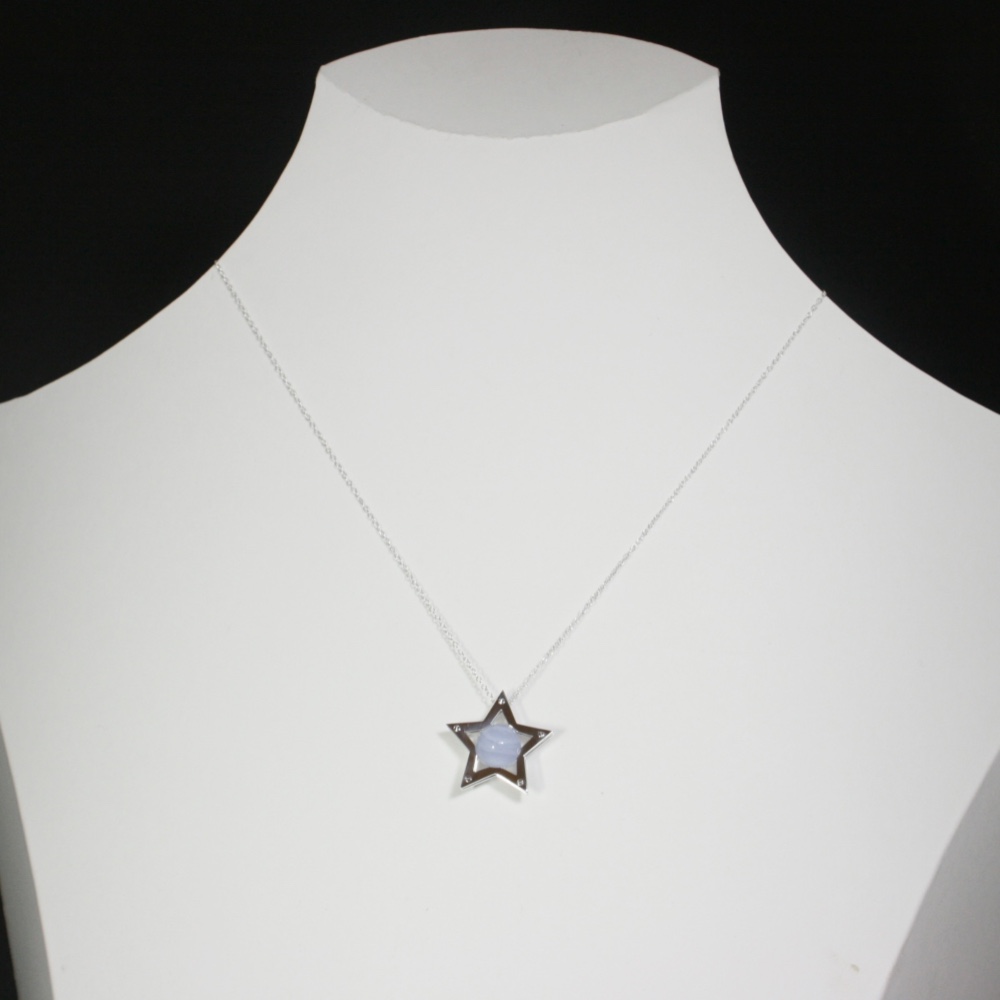 Sphere in the Star Pendant Silver BlueLaceAgate 星　ペンダント