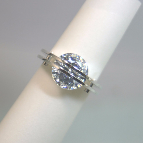 THe Parallel Lines Ring Silver CubicZirconia Oder Production 1枚目の画像