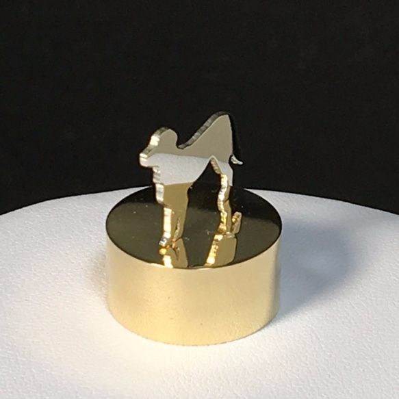 Paper Weight Dog-20 SV+Brass GoldenRetriever Oder Production 2枚目の画像