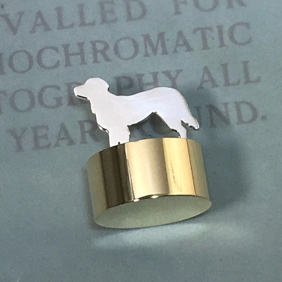 Paper Weight Dog-20 SV+Brass GoldenRetriever Oder Production 3枚目の画像