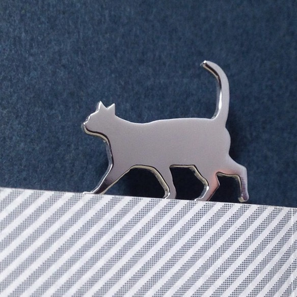 Cat-BookMark-1-Dia　ネコ　シルバーブックマーク しおり 3枚目の画像