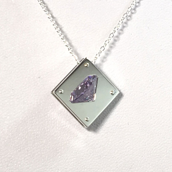 CZ in the square Pendant Silver CubicZirconia ペンダント 2枚目の画像