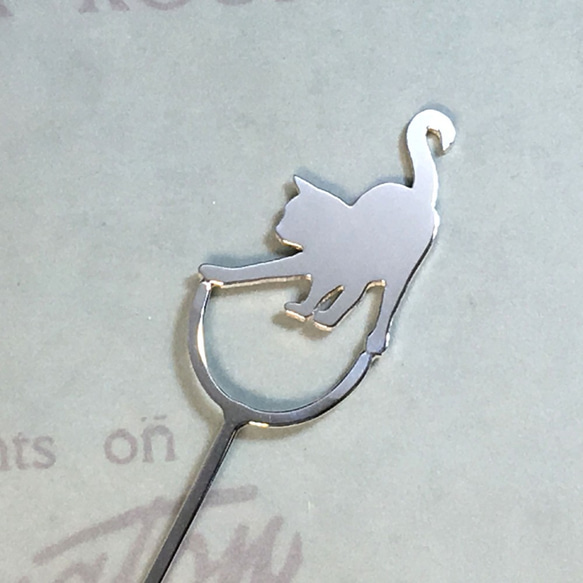 Cat-12 BookMark Cat Silver [Oder Production 7days]シルバーブックマーク 4枚目の画像