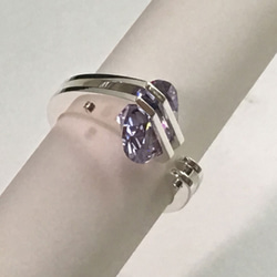 Diagonally Slanting CZ Ring Silver cubicZirconia 1枚目の画像