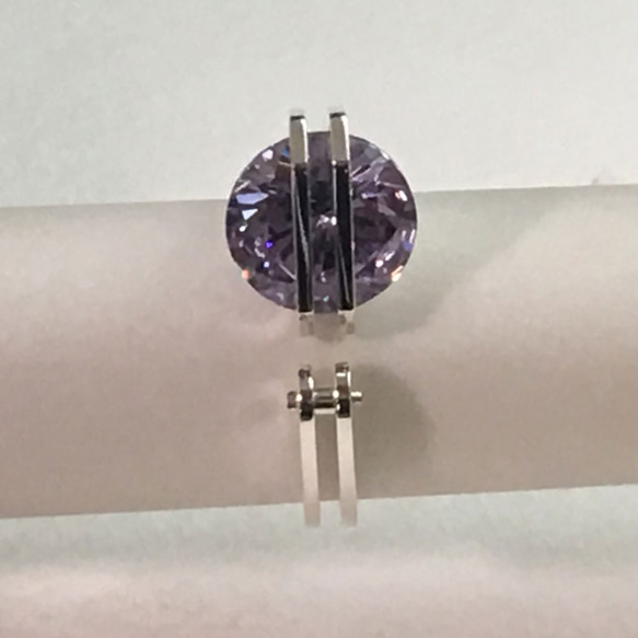 Diagonally Slanting CZ Ring Silver cubicZirconia 3枚目の画像