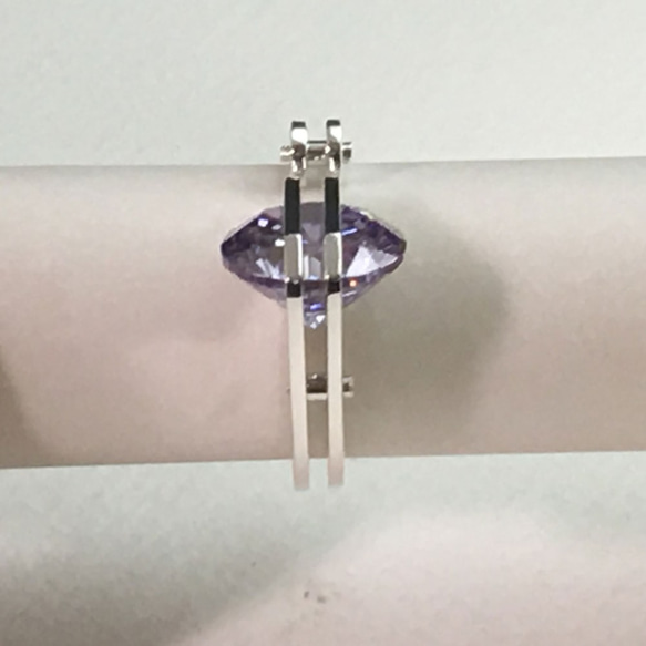 Diagonally Slanting CZ Ring Silver cubicZirconia 5枚目の画像