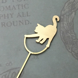 Cat-12 Brass bookMark Largesize(Oder Production)　ネコ　ブックマーク 3枚目の画像