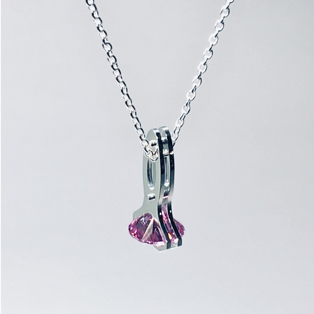 Parallel Lines CZ pendant Silver Pink Cubiczirconia