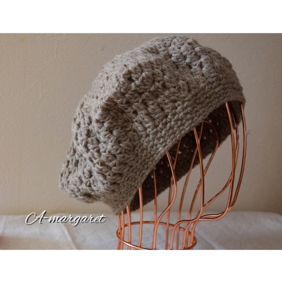 手編みベレー帽 1枚目の画像
