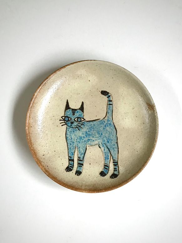 青い猫　小皿 1枚目の画像
