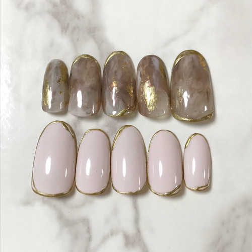 インクニュアンスとミルクのシンプル大人ネイルチップ(507