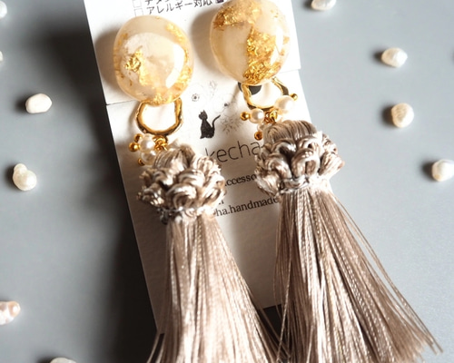 No.168-A　【値下げ】ドライフラワーとパール☆ピアス・イヤリング No.168-A 【値下げ】ドライフラワーとパール☆ピアス・イヤリング