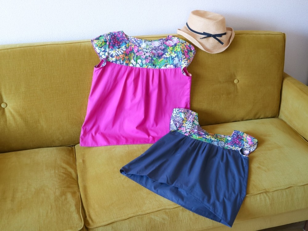 リバティ チューリップスリーブ トップス マゼンダピンク