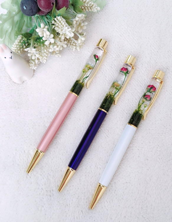 ハーバリウムボールペン 極小ミニバラ ミント 極小薔薇♡♡ハー
