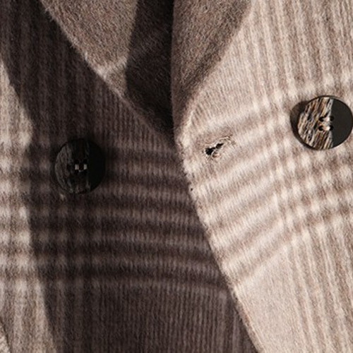 手縫い 千鳥格子 ウールコート リバーシブル生地 ロングコート