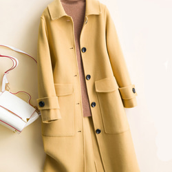 手縫い　ウールコート リバーシブル生地　  純色　ロングコート ファッション 　ジャケット 両面カシミヤコート　レディー 2枚目の画像