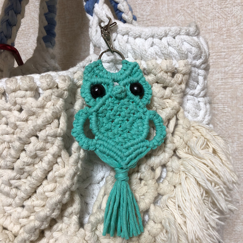 マクラメ ふくろうキーホルダー その他雑貨 jelly☆fish 通販 7927869