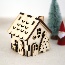 キット】クリスマス 木製ミニチュアハウス（LEDキャンドルライト