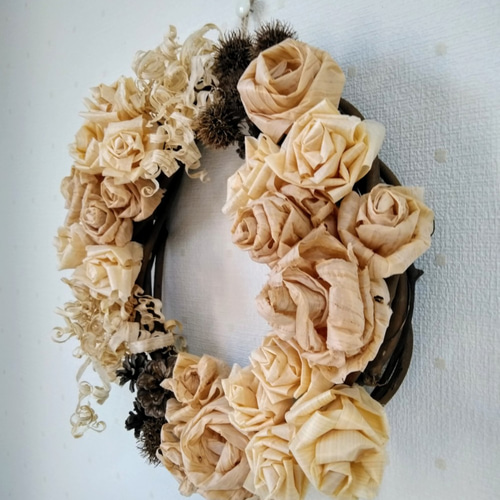 ごきげんリース 鉋屑リース 250-1 リース spirit_of_wood 通販 7936226｜Creema(クリーマ)