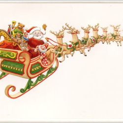 クリスマスカード Christmas 空飛ぶサンタとトナカイ [0495-99900] 1枚目の画像