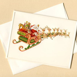 クリスマスカード Christmas 空飛ぶサンタとトナカイ [0495-99900] 2枚目の画像