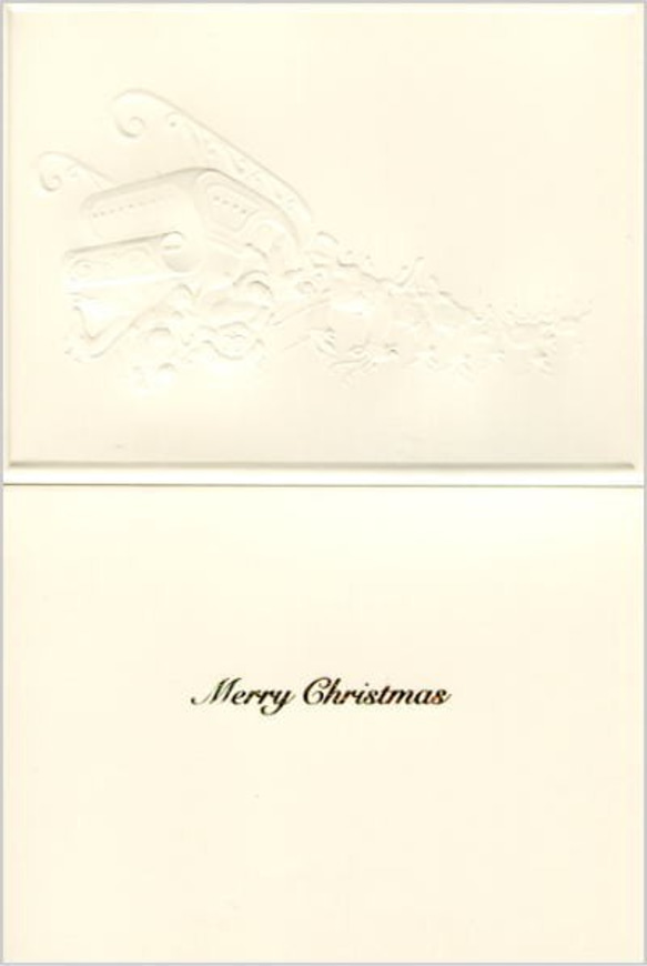 クリスマスカード Christmas 空飛ぶサンタとトナカイ [0495-99900] 3枚目の画像