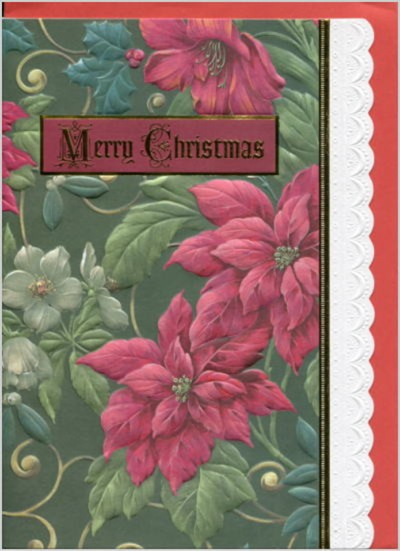【送料無料】クリスマスカード Carol Wilson Christmas ポインセチア [CRGX3134] 1枚目の画像