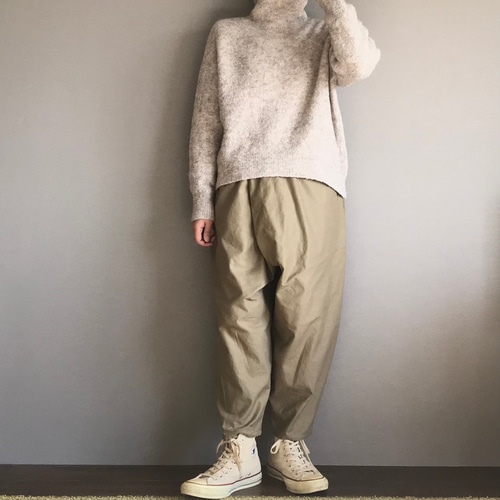 □チノ□ラップコクーンパンツ□ベージュ キュロット・ワイドパンツ