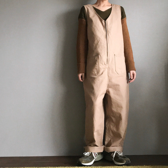 ベージュ オーバーオール サロペット（ベージュ オーバーオール