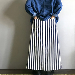 ■太インディゴストライプ■スカートに見えるワイドパンツ 5枚目の画像