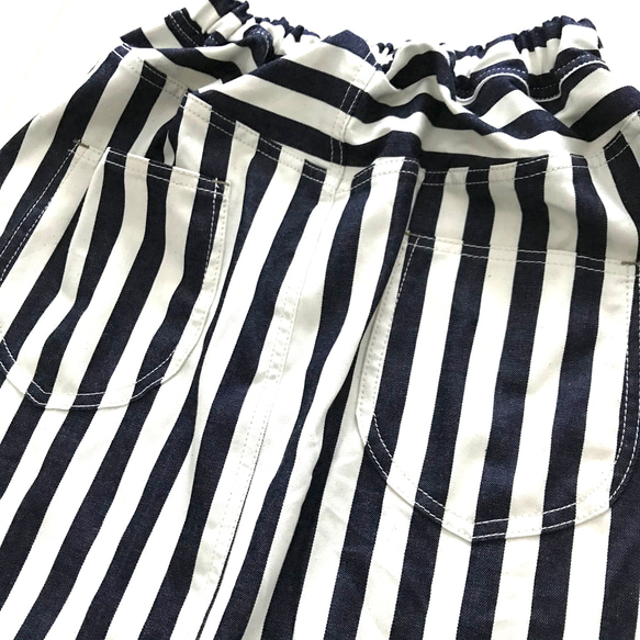 ■太インディゴストライプ■スカートに見えるワイドパンツ 9枚目の画像