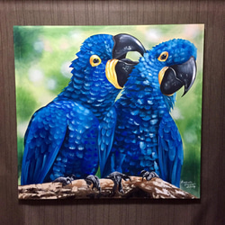 コンゴウインコ　絵画 オウムの抽象アートデジタルプリント、コンゴウインコ