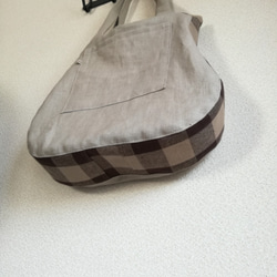 麻 linen ファスナーショルダートートバッグ 2枚目の画像