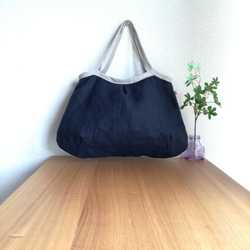 Linen・リネングラニーBAG(Sタック)dark blue 1枚目の画像