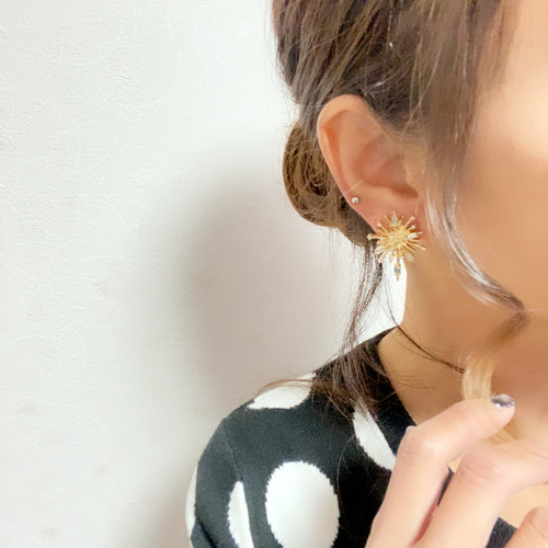 silver925 ゴールドピアス 花火ピアス ビジューハート アレルギー対応 