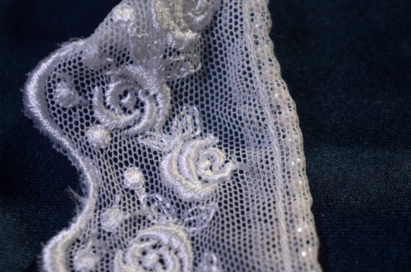 【Beauvoir】古董織帶頸鏈 ＃特殊款 ＃蕾絲鑲珍珠 第4張的照片